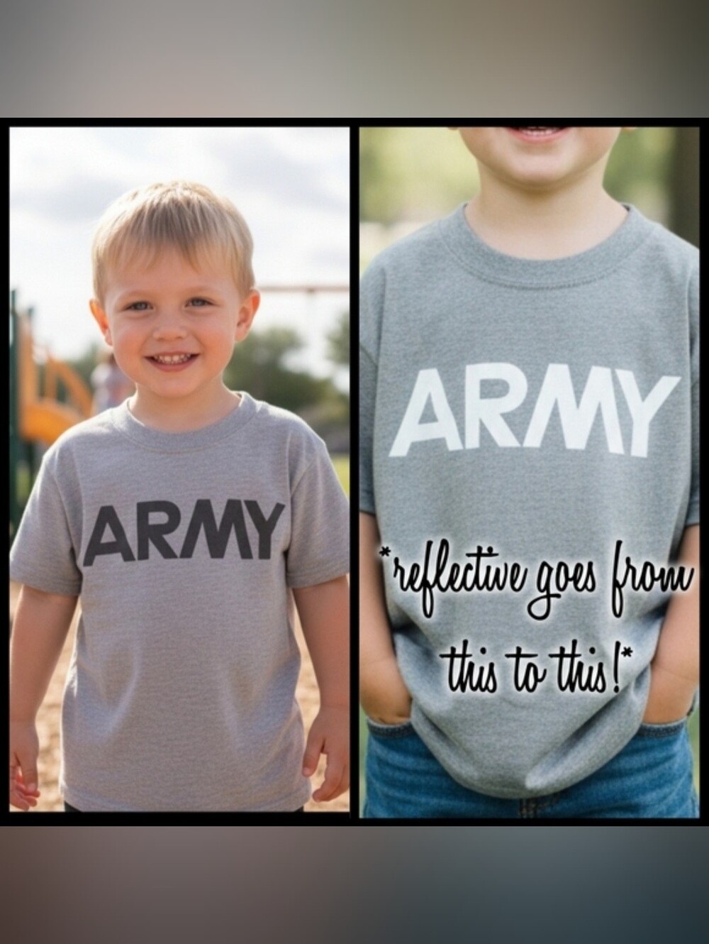 Soffe gray ARMY graphic reflective P.T single stitch tshirt 6-8 yrs UNISEX